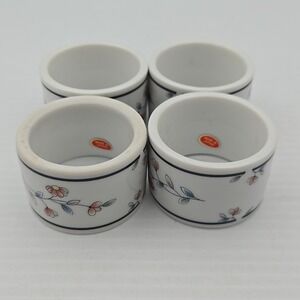 Princess House China Heritage Blossom Set of 4 Napkin Rings with box